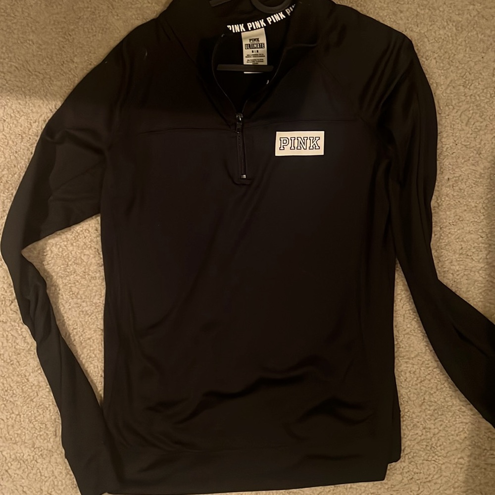 Victoria secret pink black athletic half zip